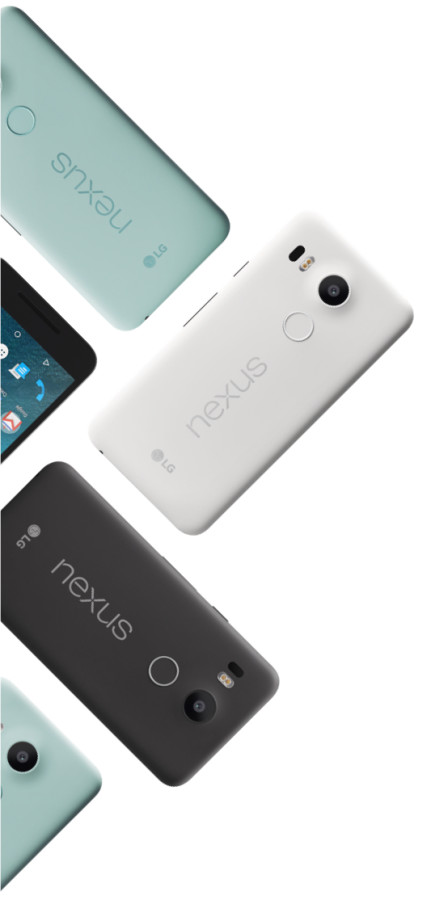 The LG-made Nexus 5X in Carbon, Quartz, and Ice. Source: Google.com
